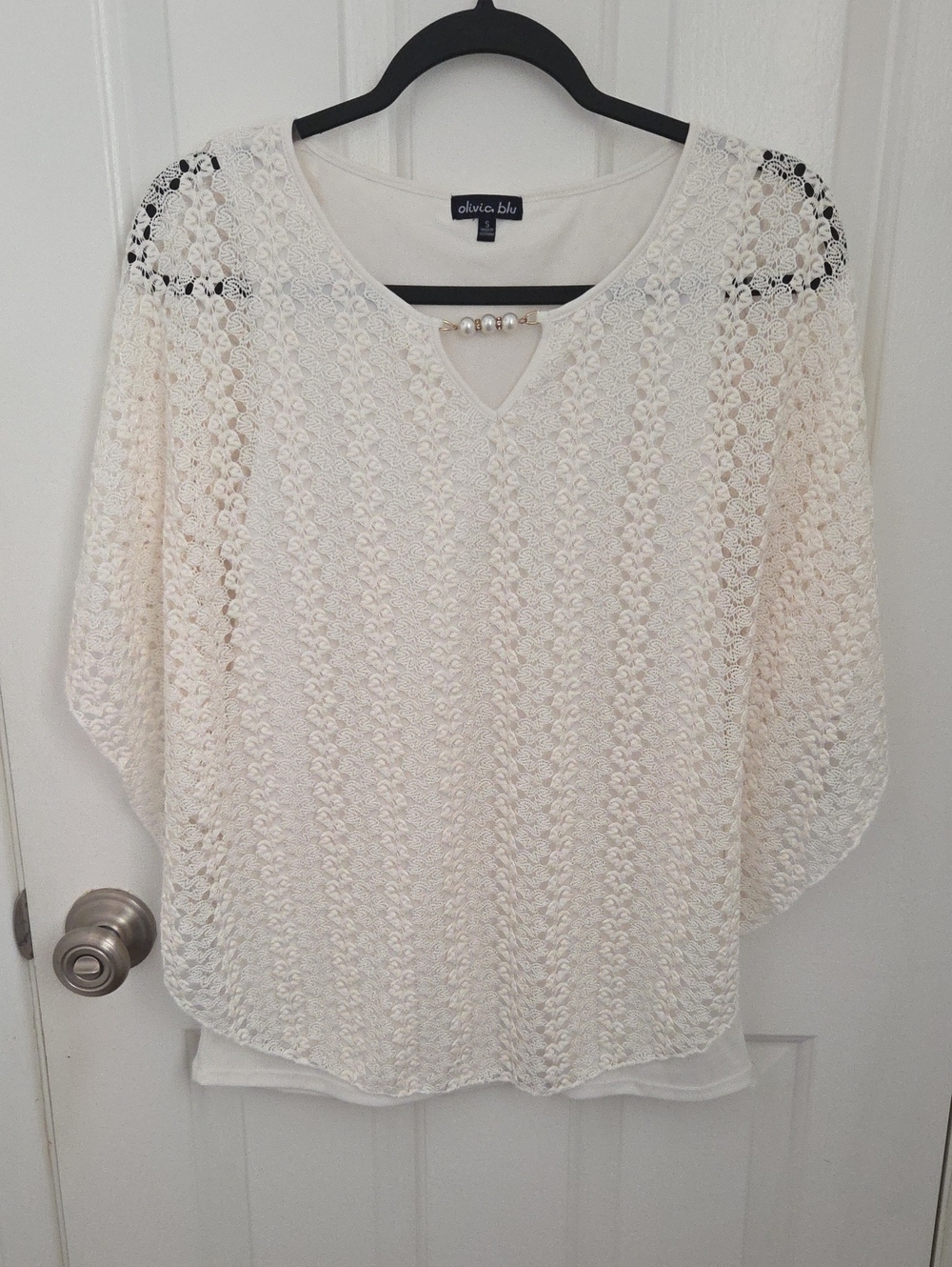 Olivia Blu Boutique Cream Lace Overlay Women's Top
